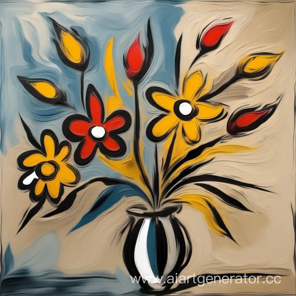 Vibrant-Expressionist-Flower-Art-PicassoInspired-Dry-Brush-Technique