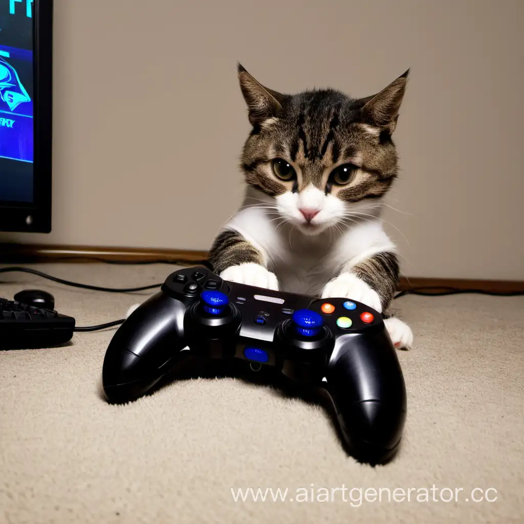 Playful-Gamer-Kitty-Enjoying-Video-Games