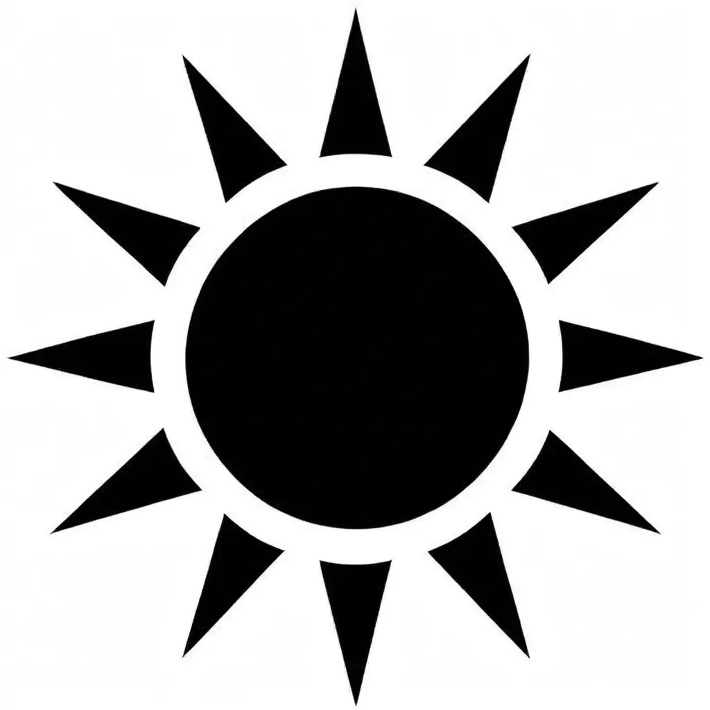 Monochrome Sun Silhouette Clipart with Artistic Flair