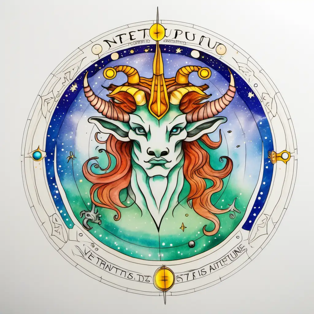 Astrology Art Neptune in Taurus Colored Drawings on White Paper