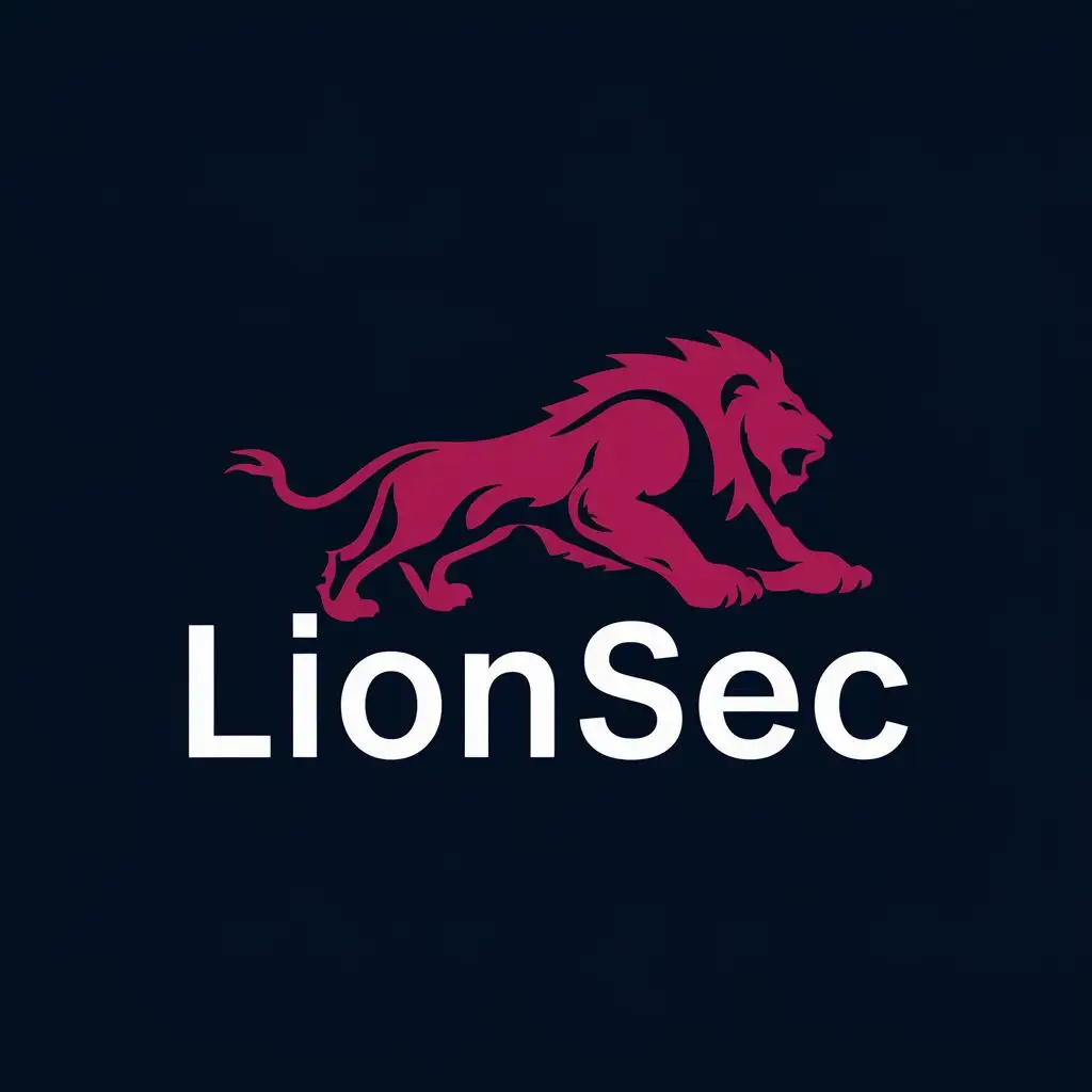 logo, Pouncing red cyber lion, with the text "LionSec", typography, be used in Technology industry