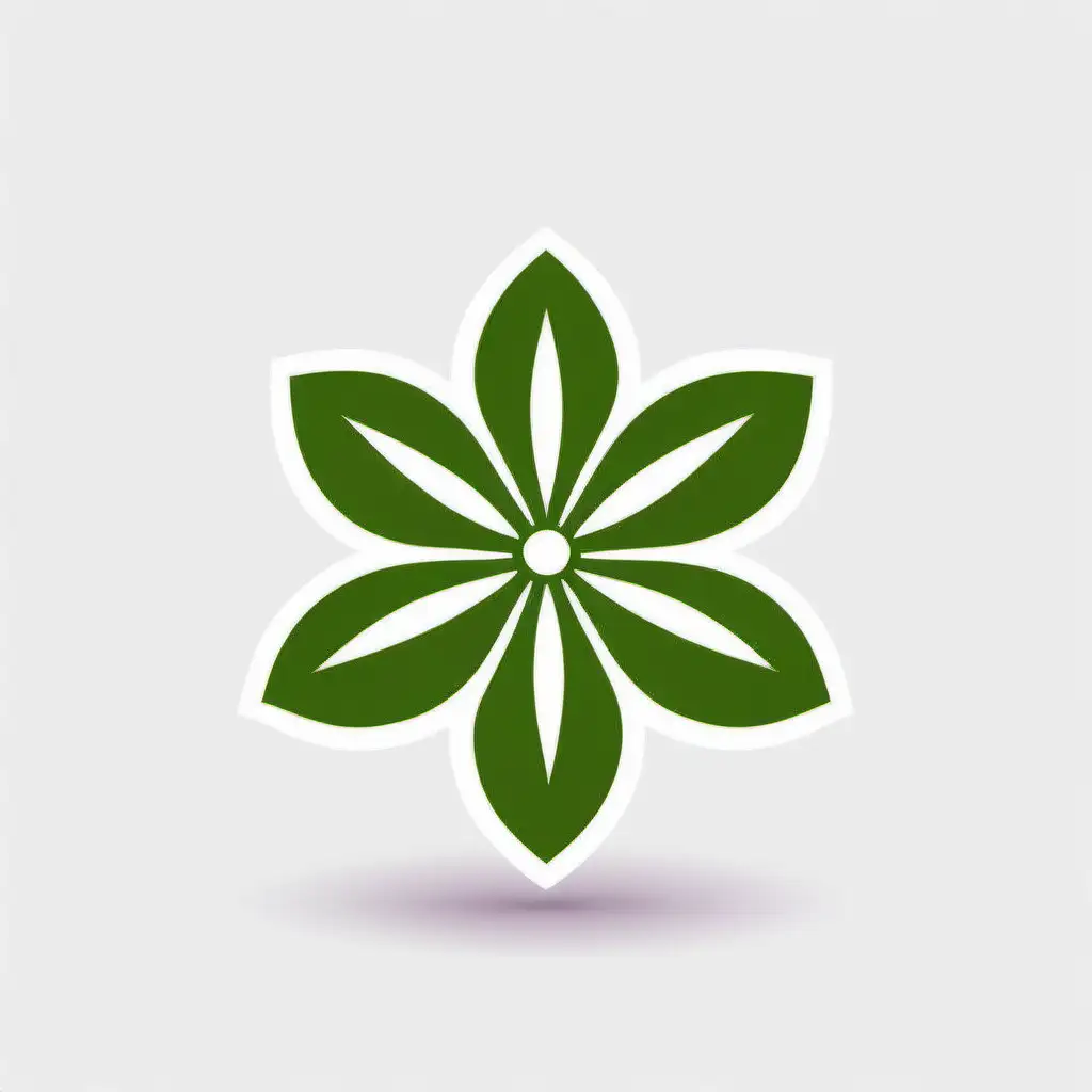 Symmetrical Sandalwood Flower Logo Icon in Green on White Background