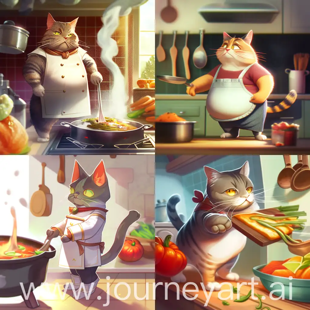 Majestic-Tabby-Cat-Cooking-Standing-and-Frying-Vegetables