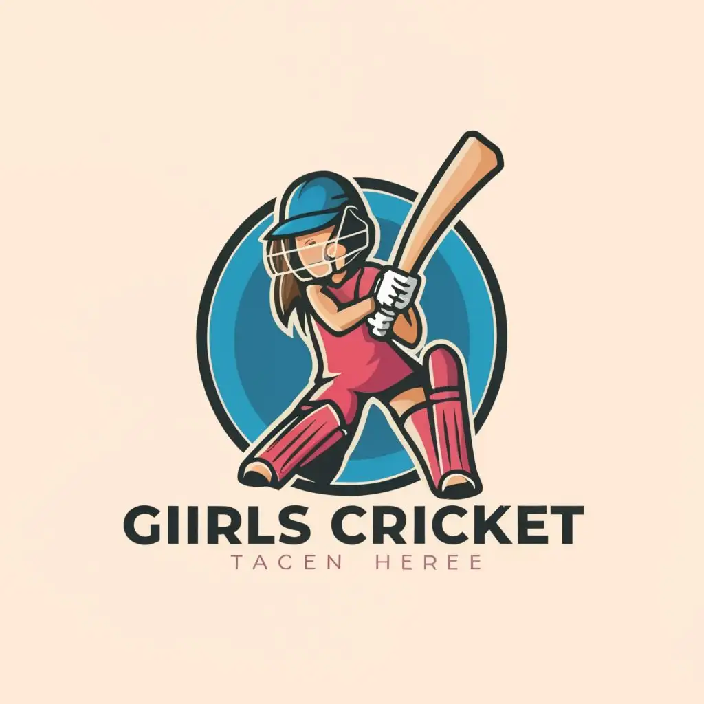 a logo design, with the text 'Girls Cricket League', main symbol: little girl playing cricket, Moderate, to be used in Events industry, no background