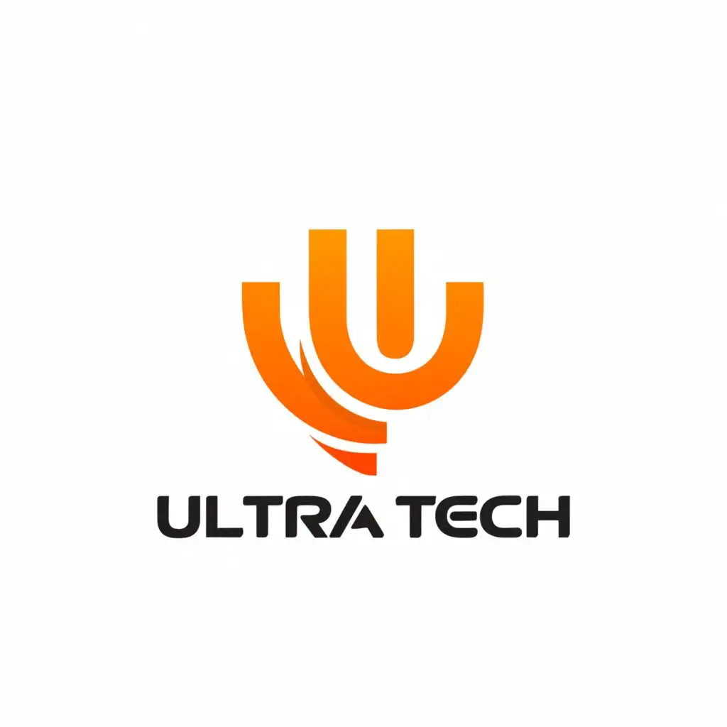 a logo design,with the text "ULTRA TECH", main symbol:Muscle Hand in "U"letter,Minimalistic,be used in Construction industry,clear background