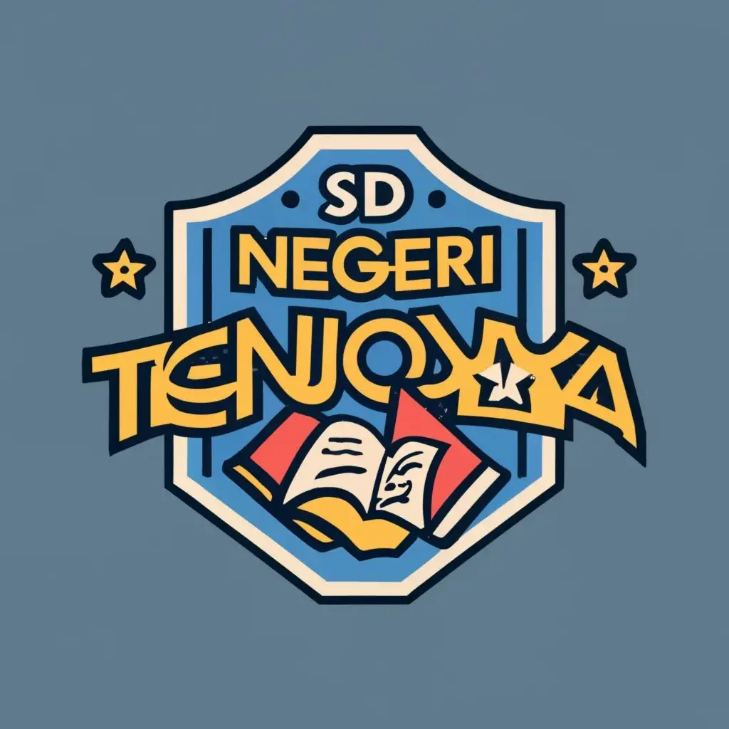 LOGO-Design-For-SD-Negeri-Tenjojaya-Shield-and-Book-Stars-Representation
