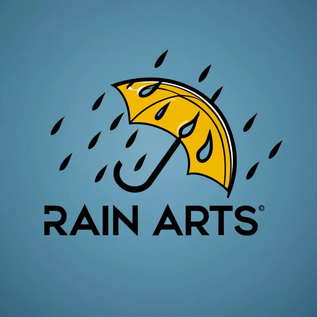 logo, rain and art, with the text "rain arts", typography