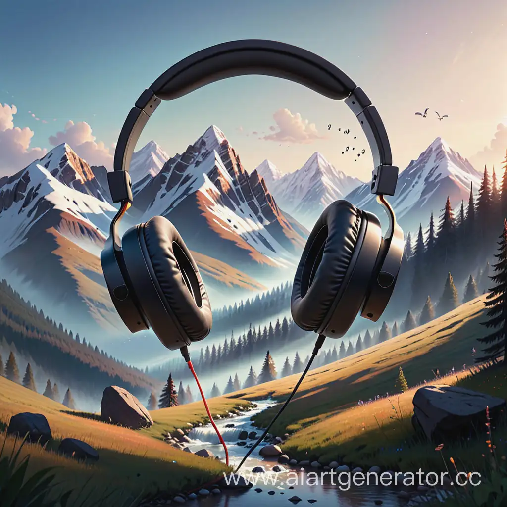 Mountains-Enjoying-Music-with-Headphones