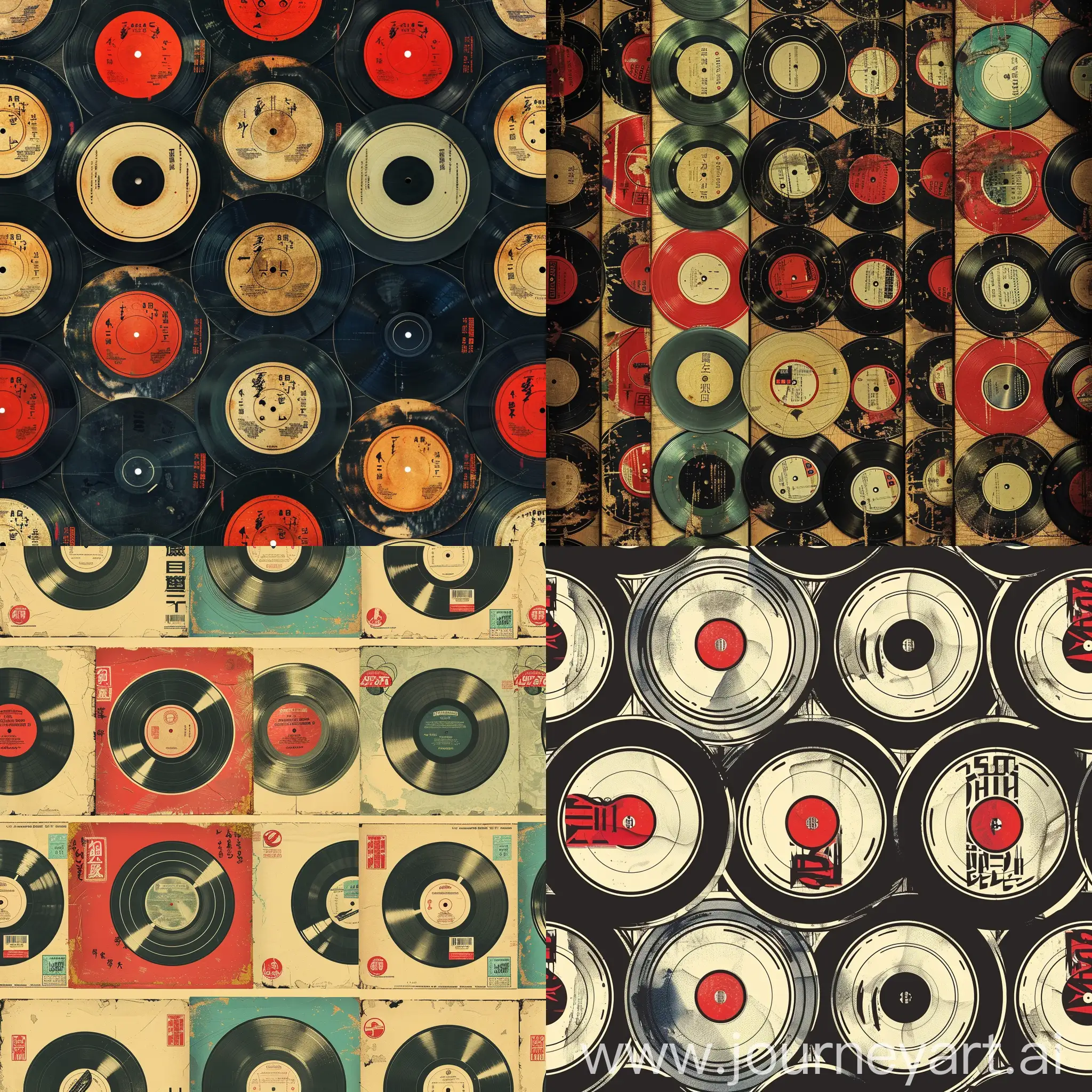 hiphop wallpaper in style of old Japanese records