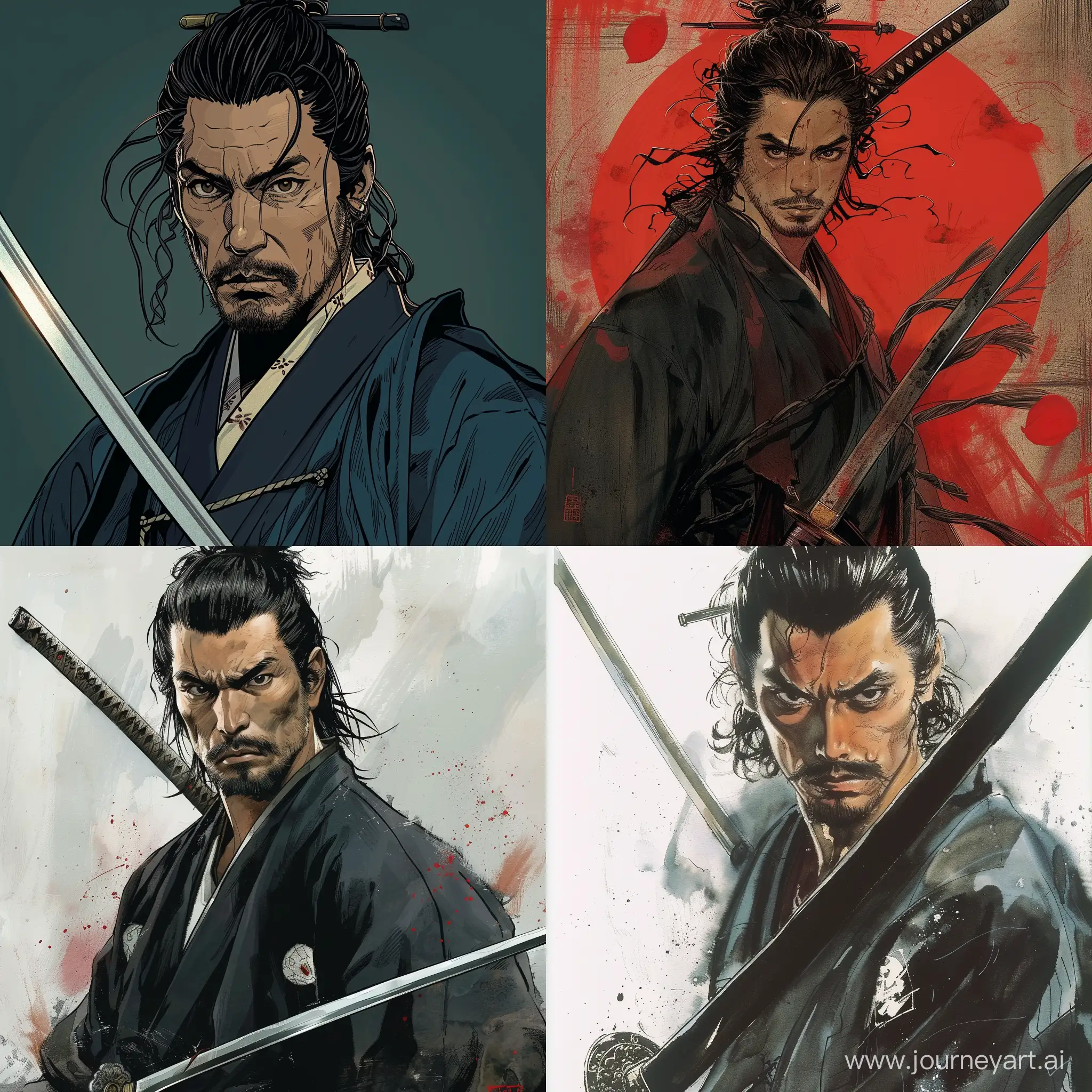 japanese samurai-detective in unique manga style
