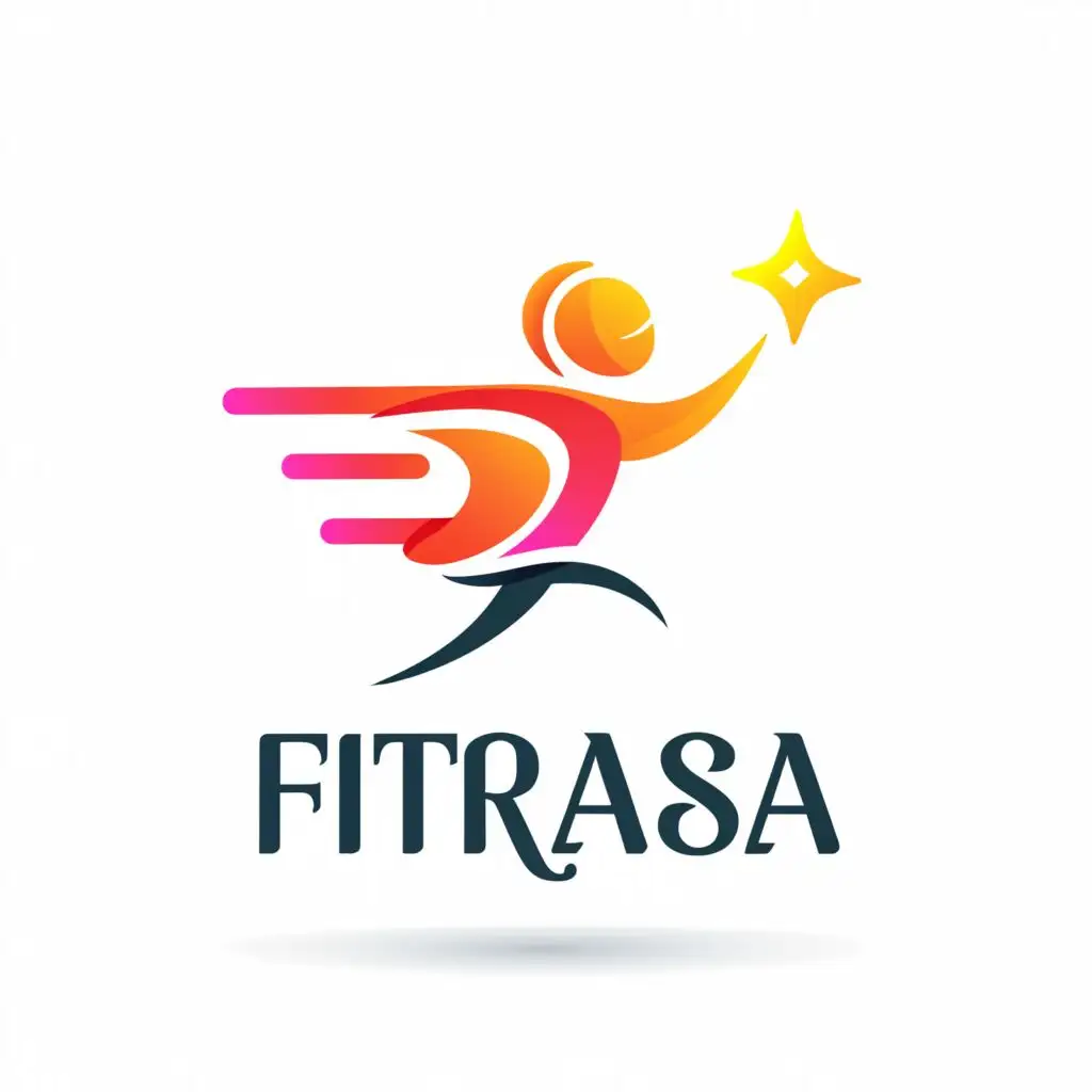 a logo design,with the text "Fitrasa", main symbol:Logo Concept 3:

Logo: A clean, minimalist design with the word "FitRasa" in a bold, sans-serif font, accompanied by a simple icon or symbol representing health and vitality, such as a leaf, a heart, or a stylized silhouette of a person in motion.
Illustration: A series of illustrations showcasing the key ingredients of FitRasa, such as cocoa, oats, and vitamins, arranged in a visually appealing pattern. These illustrations can be used on packaging, marketing materials, and social media posts to highlight the product's nutritional value and natural ingredients.