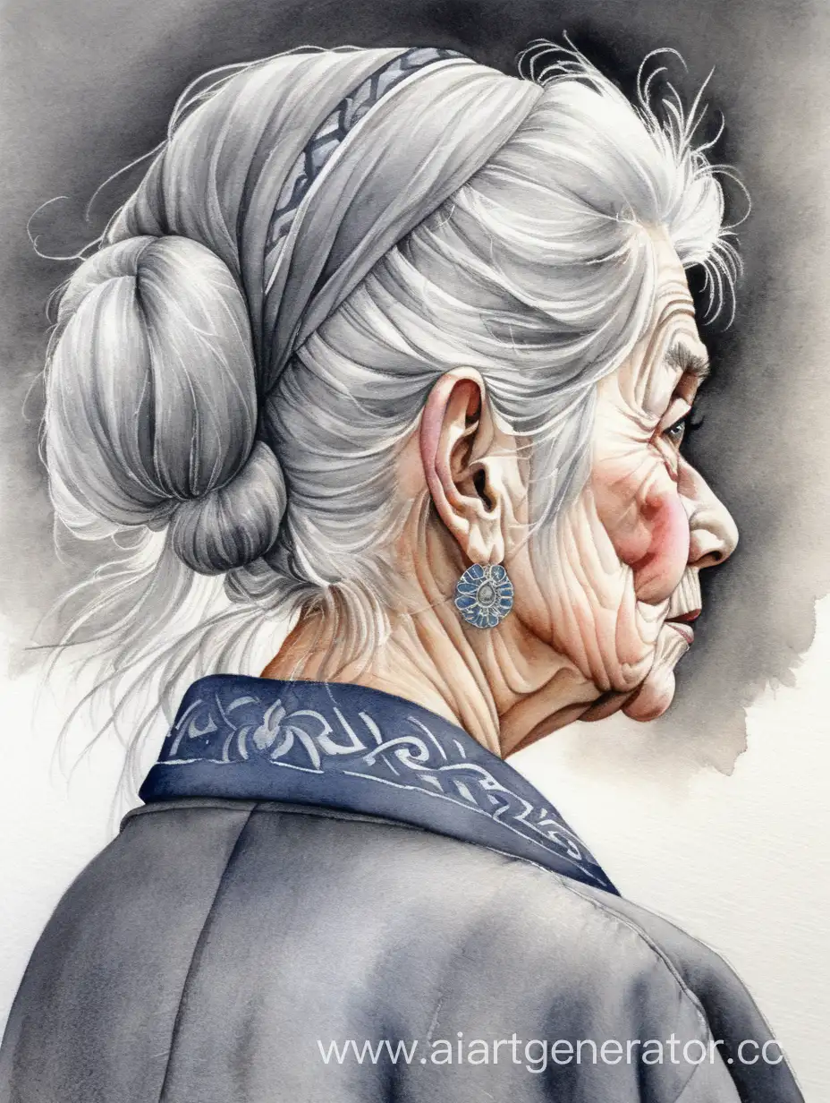 Ethereal-Watercolor-Portrait-Serene-Elderly-Slavic-Woman-with-Gray-Hair