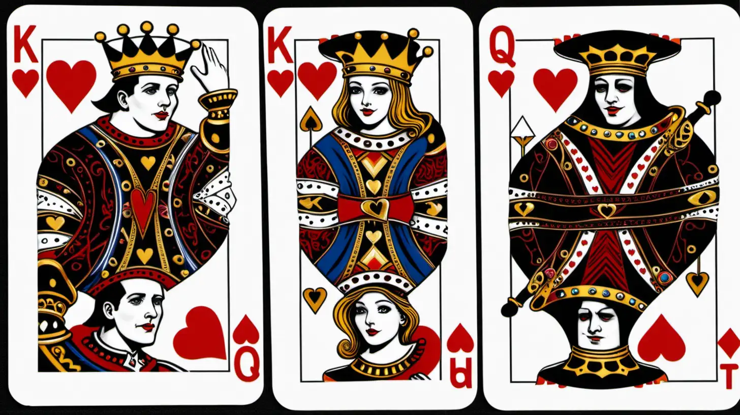 Regal King and Queen of Hearts in Romantic Embrace