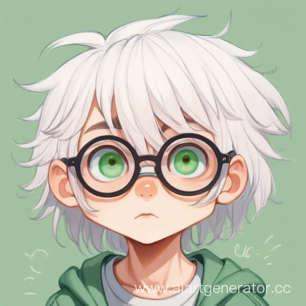 Adorable-Shy-Character-with-Green-Eyes-and-Fluffy-White-Hair