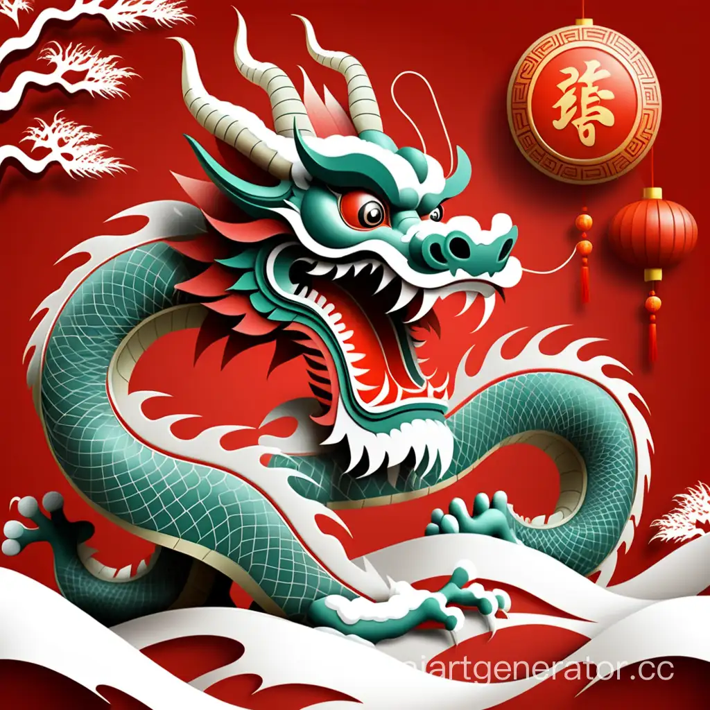china, Chinese greeting card, Chinese dragon, holiday 2024, new year snow, 