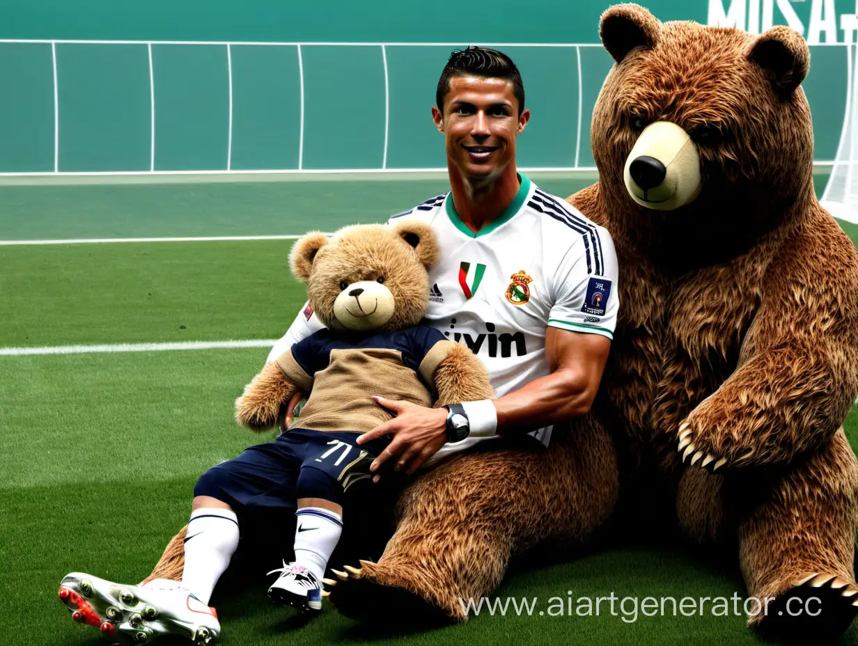 Cristiano-Ronaldo-Poses-Fearlessly-with-a-Live-Bear