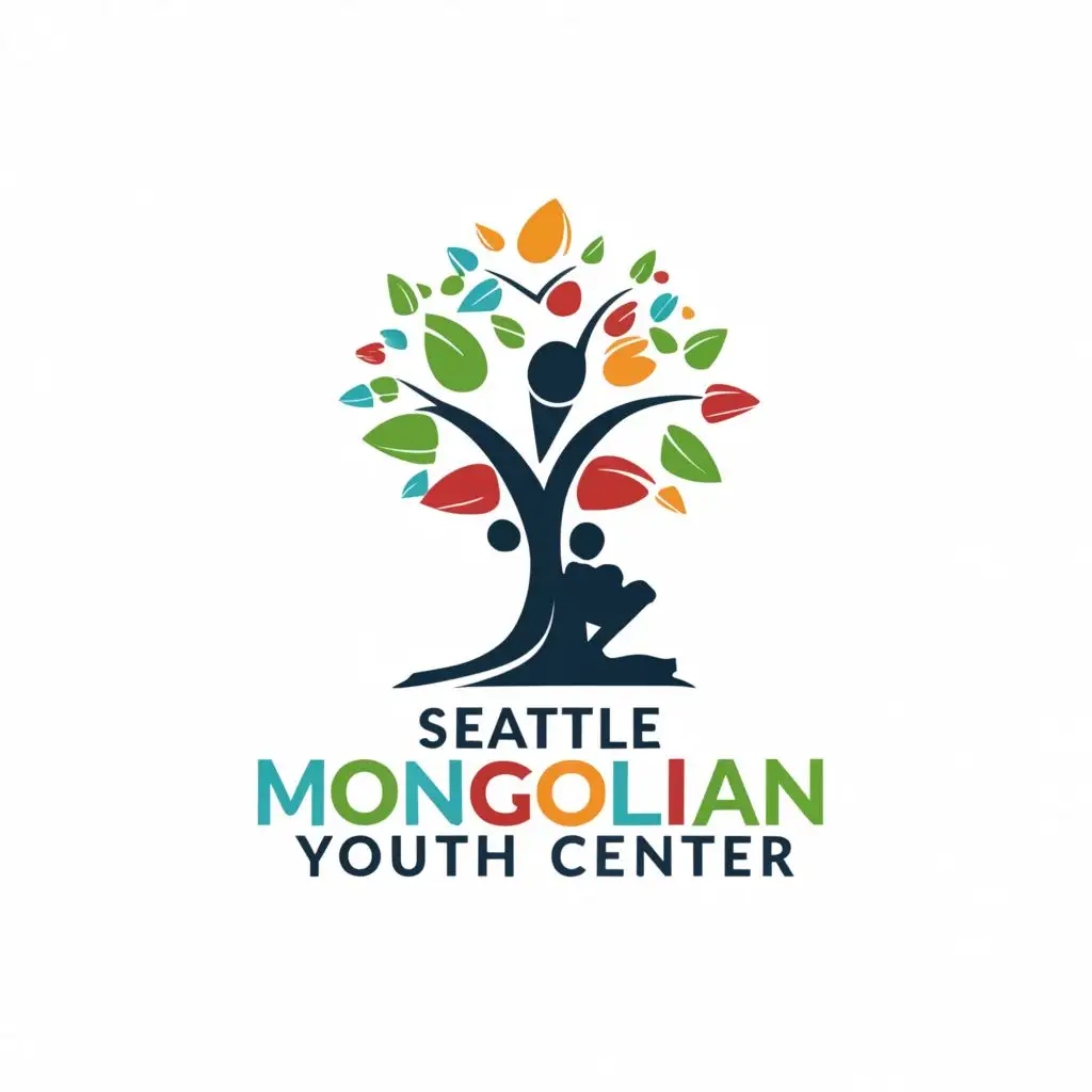 logo, tree, student, with the text "Seattle Mongolian Youth Center", typography, be used in Education industry