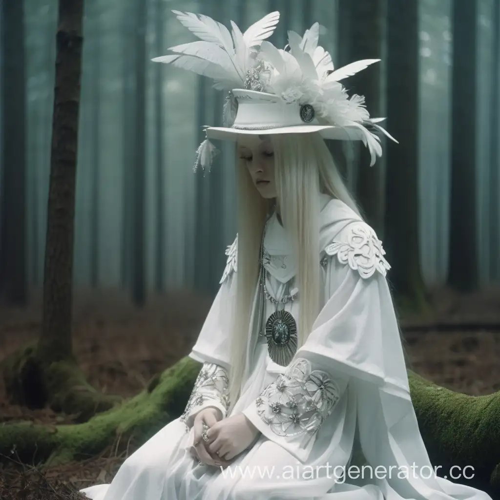Shy-and-Gentle-Forest-Mistress-in-White-Attire