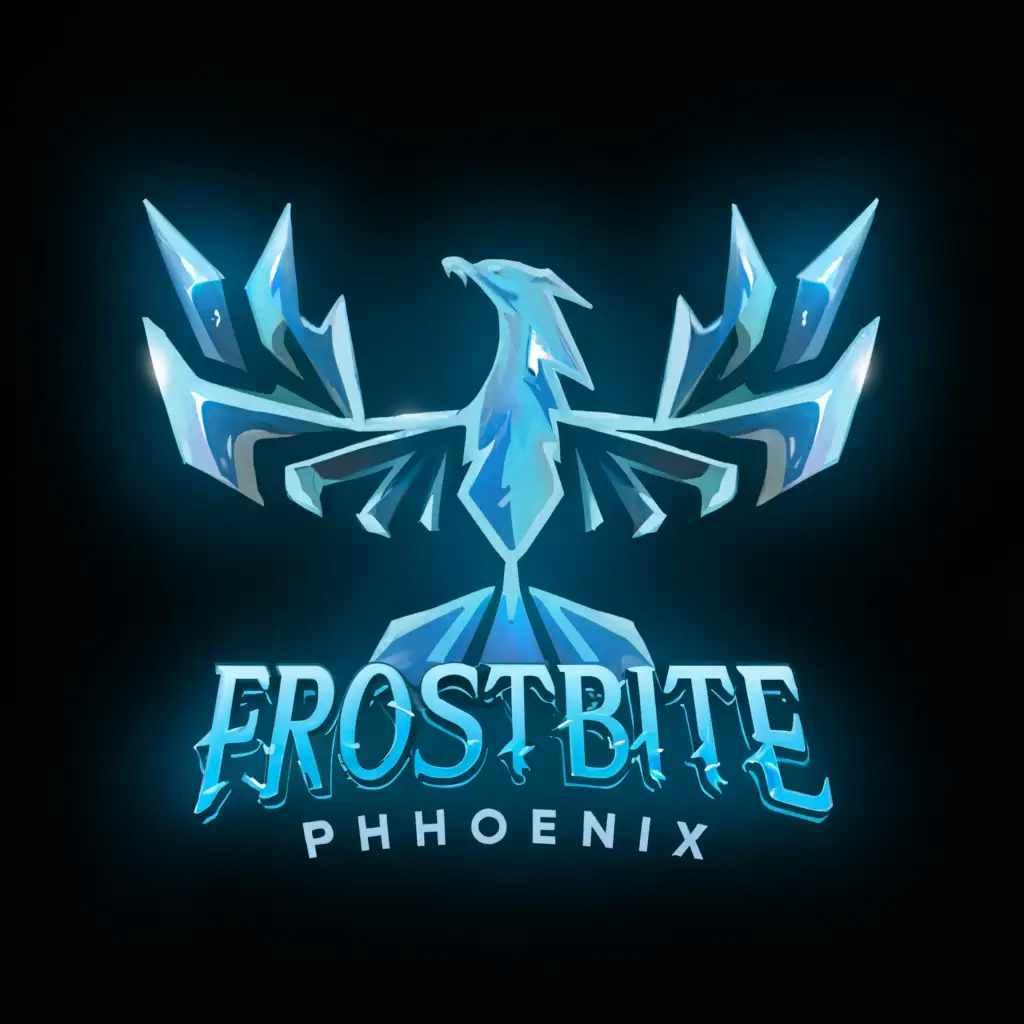 a logo design,with the text "Frostbite Phoenix", main symbol:ICE PHEONIX,Moderate,clear background