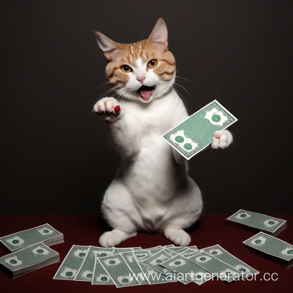 кот играет в лотерею