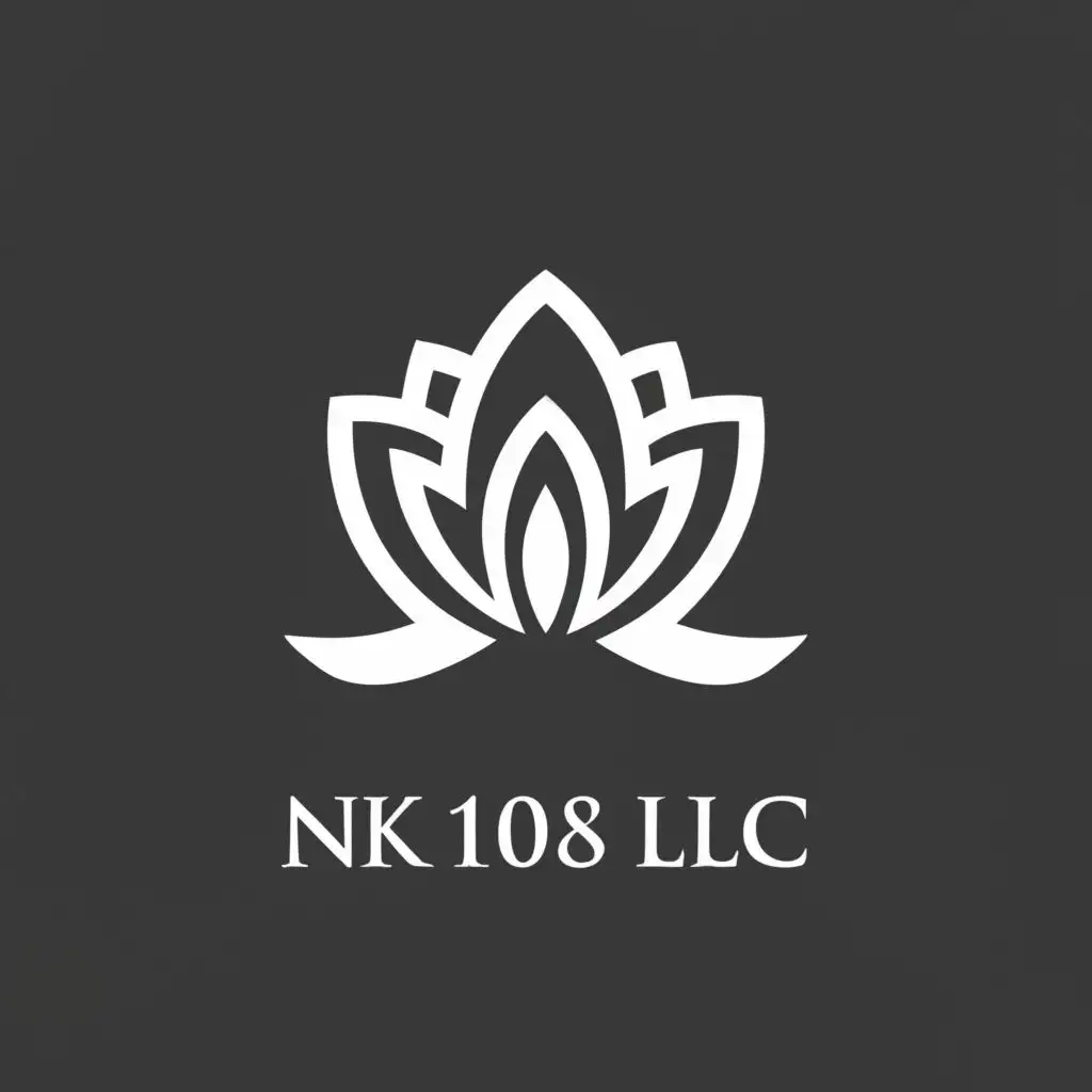 a logo design,with the text "NK 108 LLC", main symbol:Lotus Flower

,Moderate,clear background