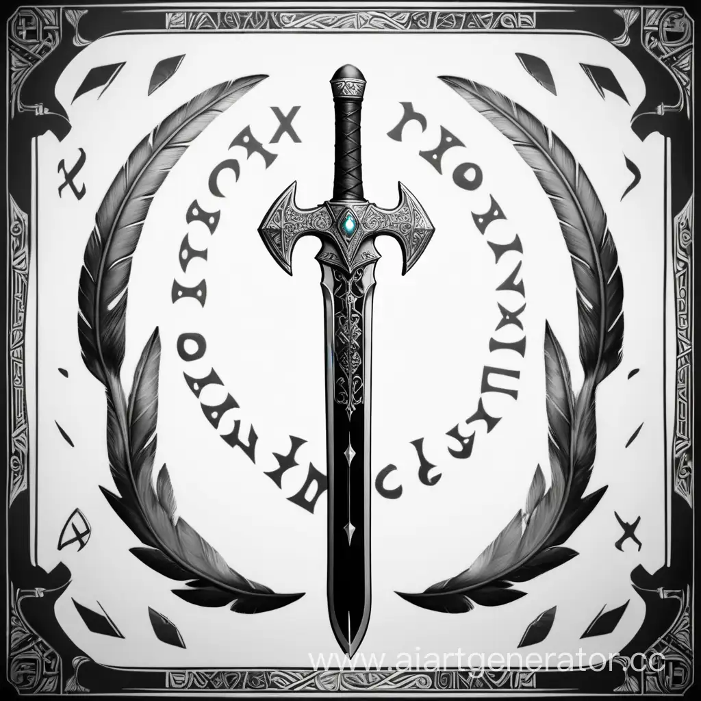 gerunox sword and shield, magic runes black and white magic 