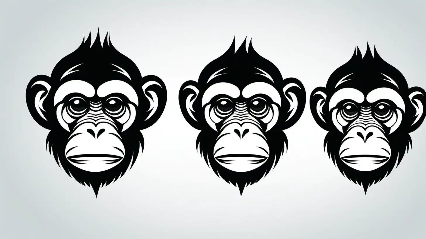 Vector monkey portrait logo black and white
