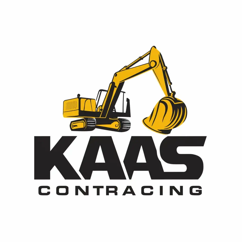 a logo design,with the text "KAAS Contracting", main symbol:excavator, truck, hard hat,complex,be used in Construction industry,clear background
