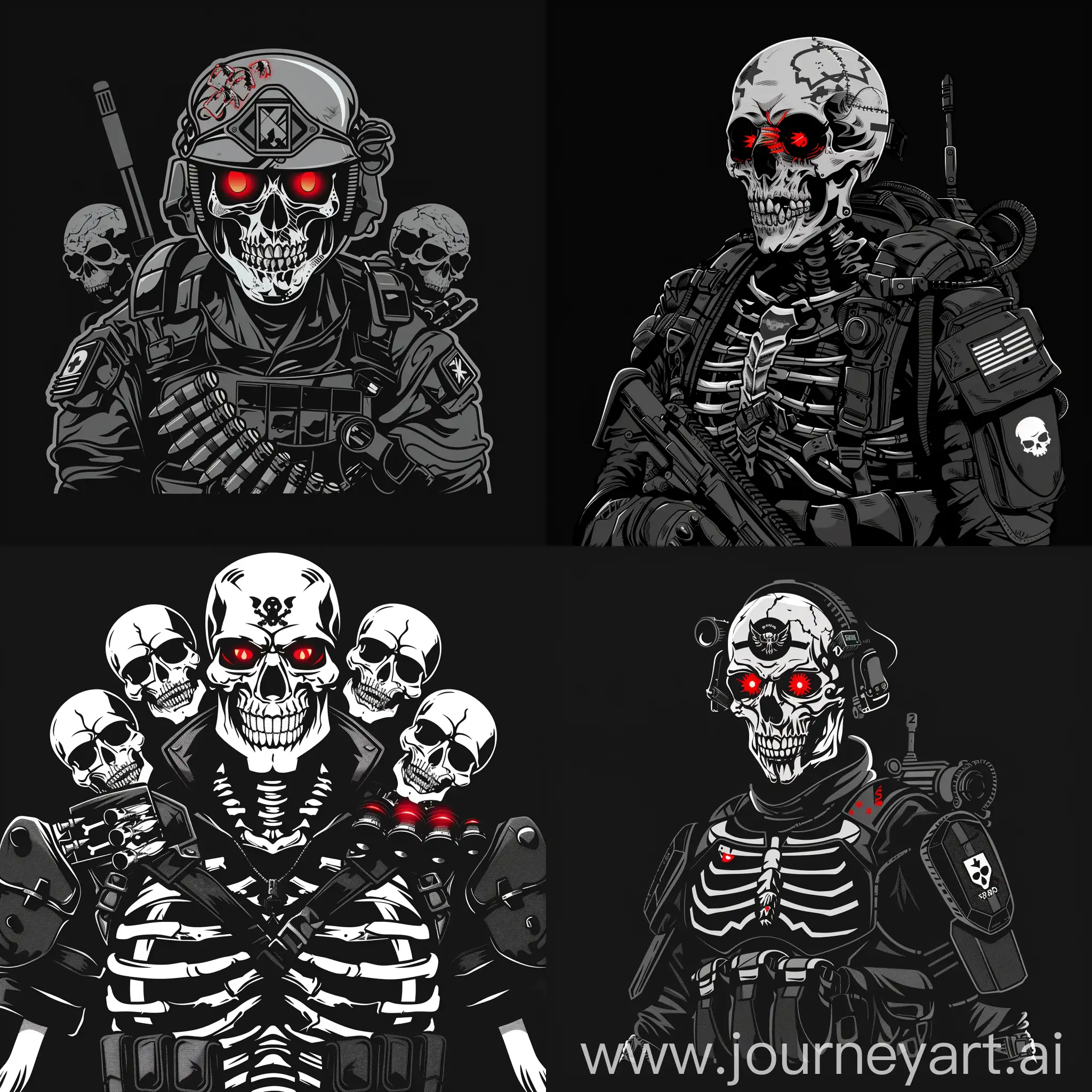 Glowing-RedEyed-Undead-Soldiers-in-Modern-Military-Gear-on-a-Black-Background