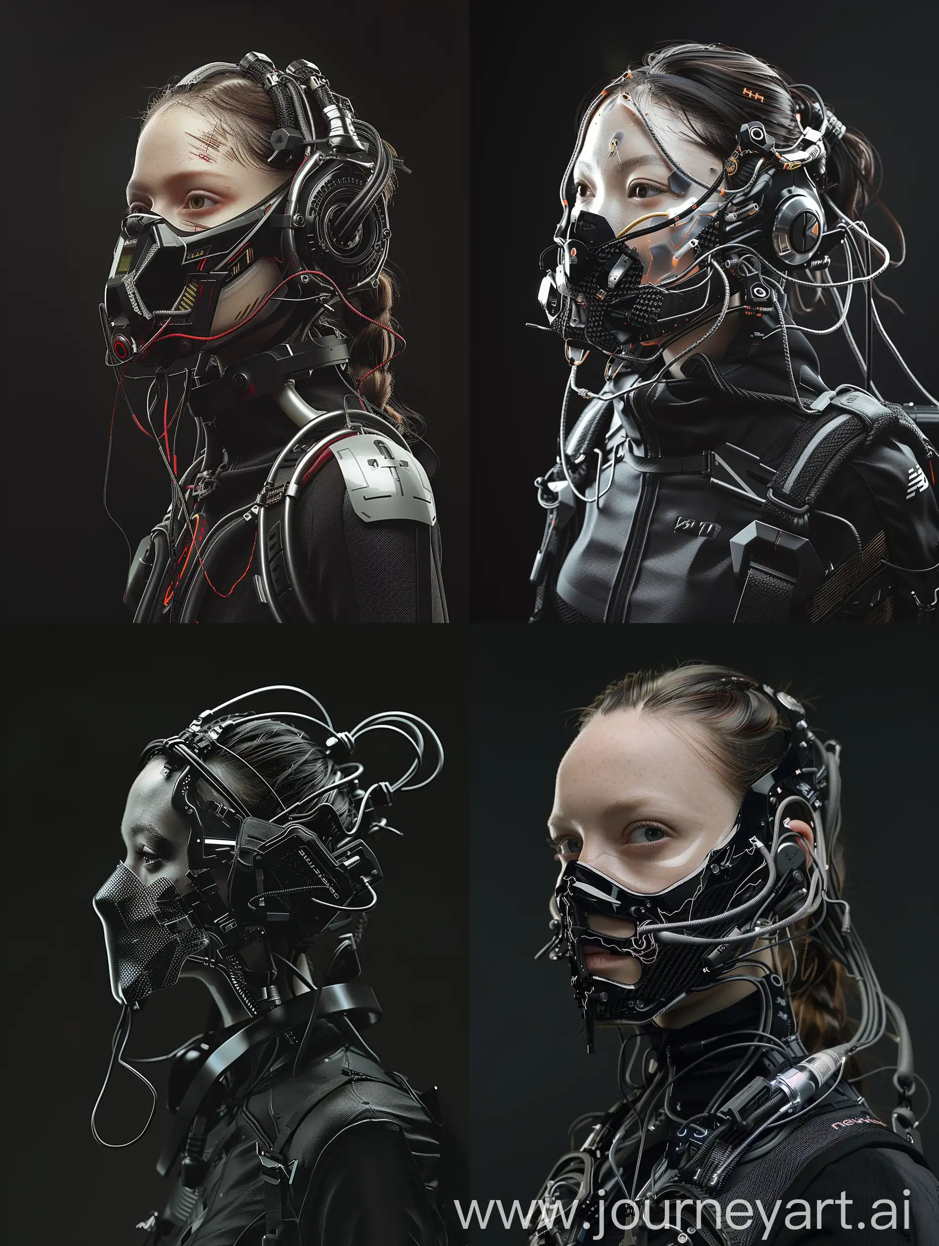 Futuristic-Cyberpunk-Woman-with-Cybernetic-Mask-in-Dynamic-Action