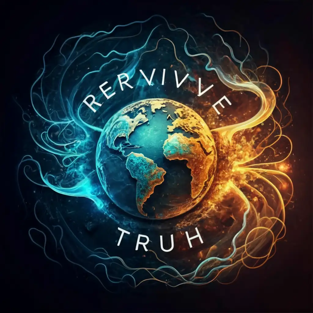 a logo design,with the text "ReviveTruth", main symbol:digital earth logo flickering cyber torn,complex,clear background