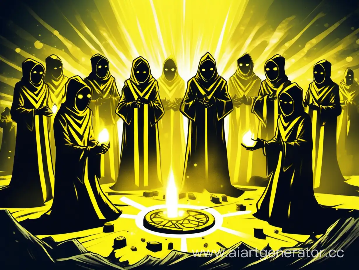 Mystical-Cultists-Performing-Summoning-Ritual-with-Yellow-Balaclavas