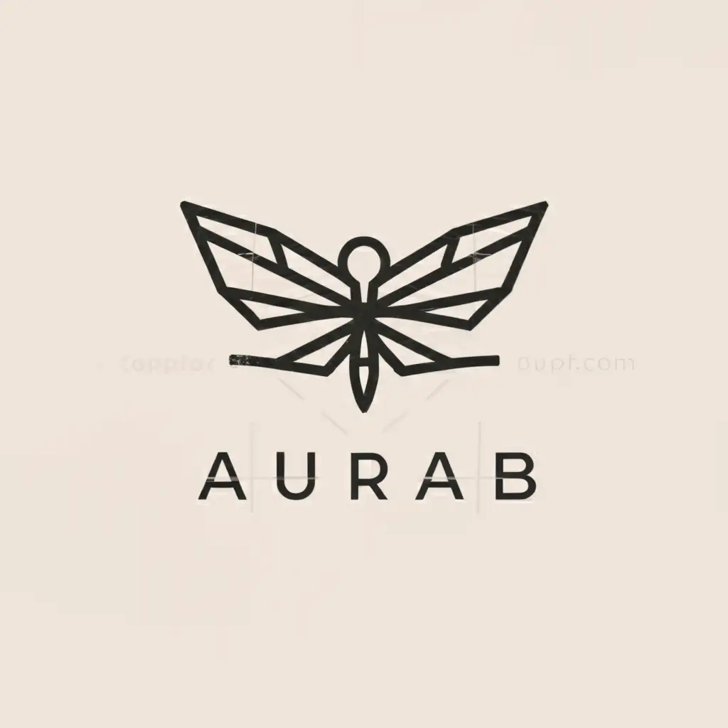 a logo design,with the text "Aurab", main symbol:dragon fly,Minimalistic,be used in Retail industry,clear background