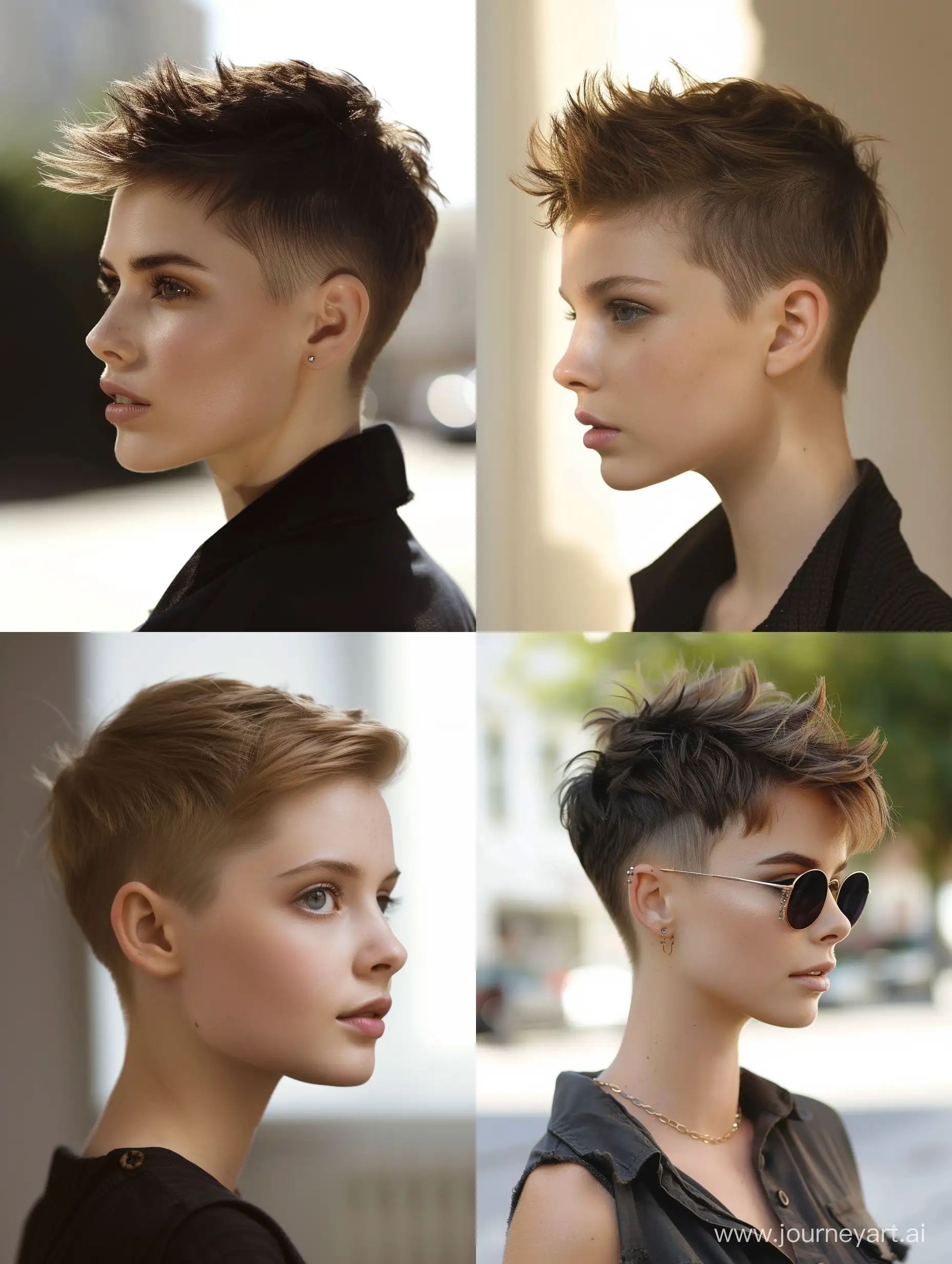 very short pixie haircut shaved sides