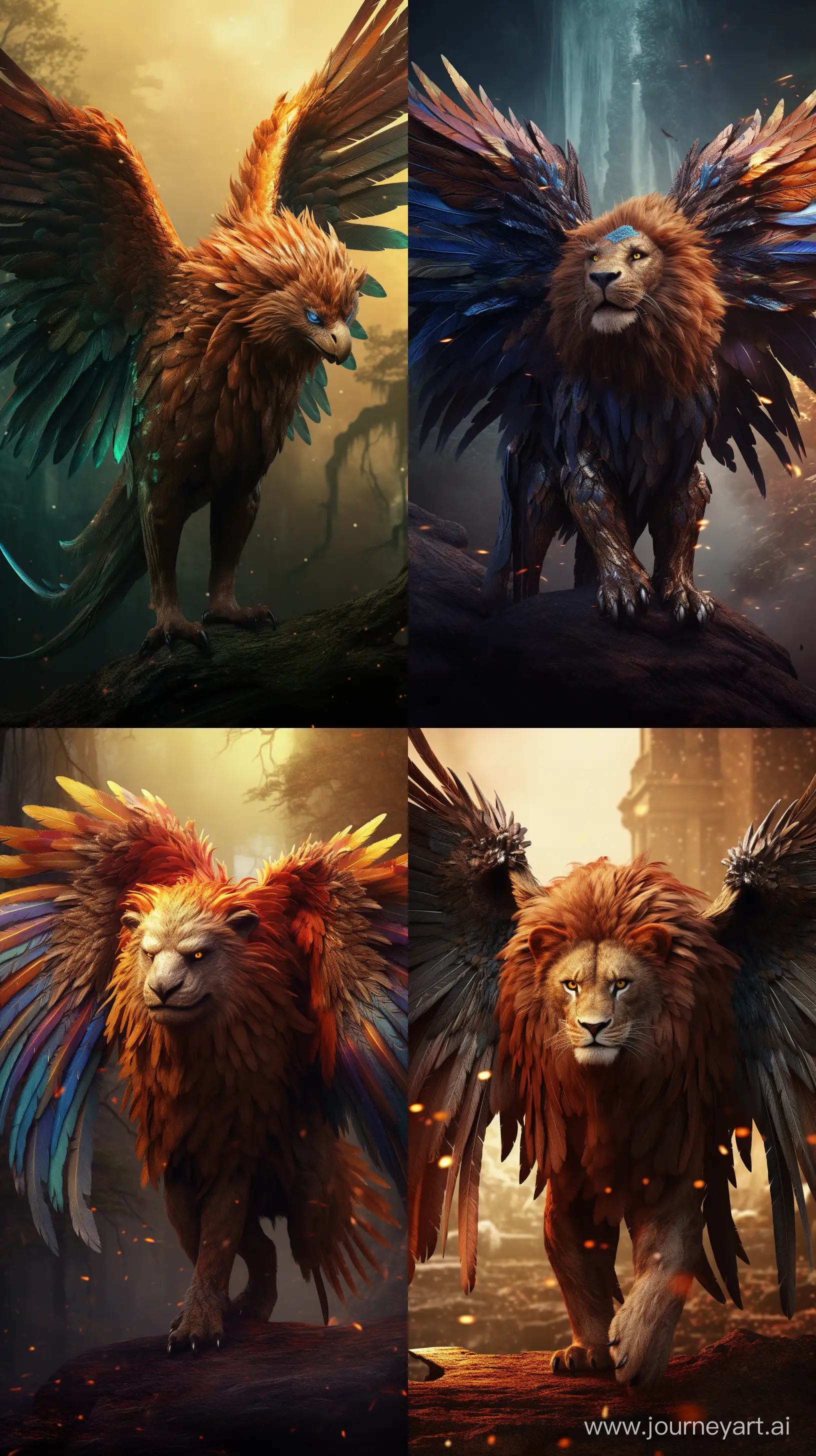 Majestic-Lion-with-Wings-Roaring-in-Dim-Ambient-Lighting