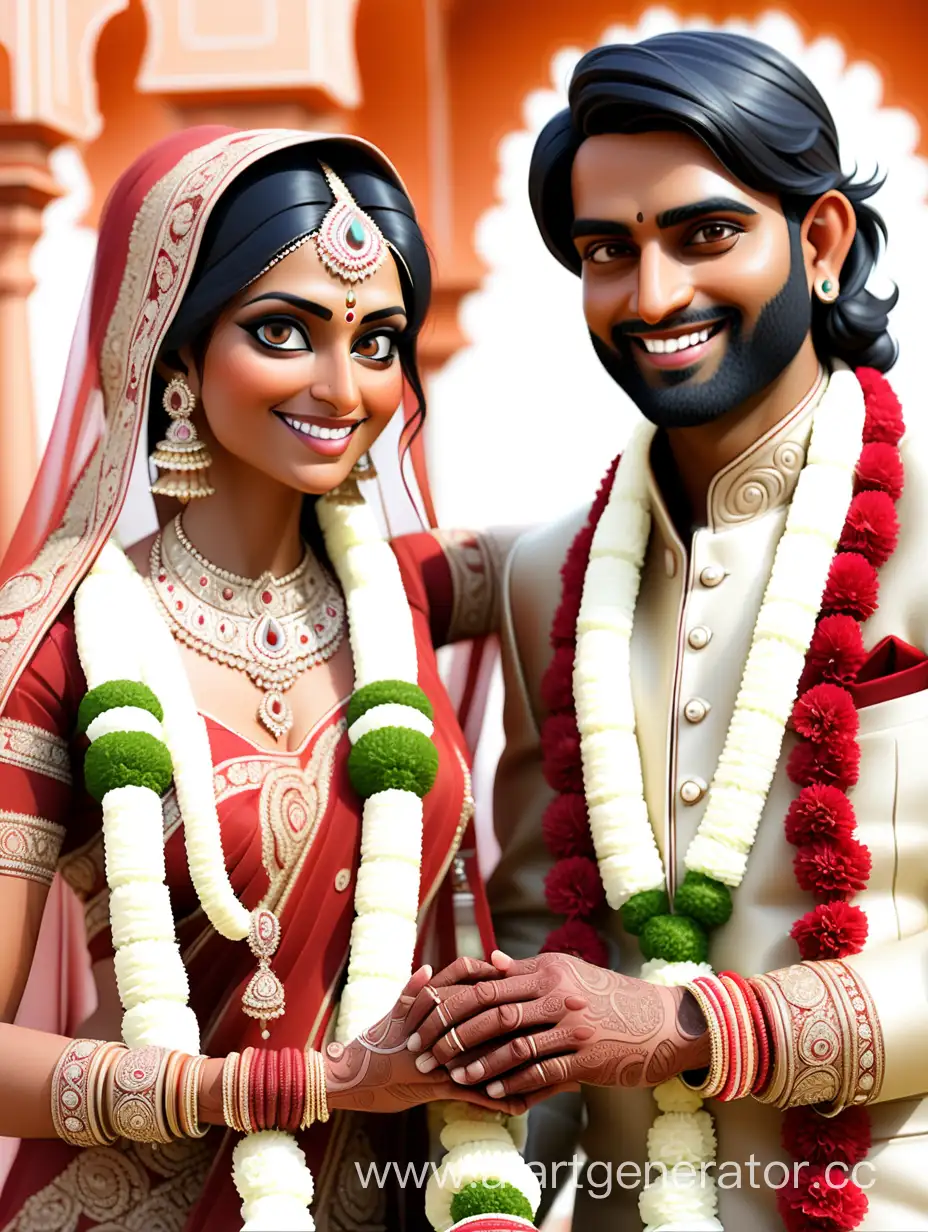 Traditional-Indian-Bride-and-Groom-in-Exquisite-Wedding-Attire