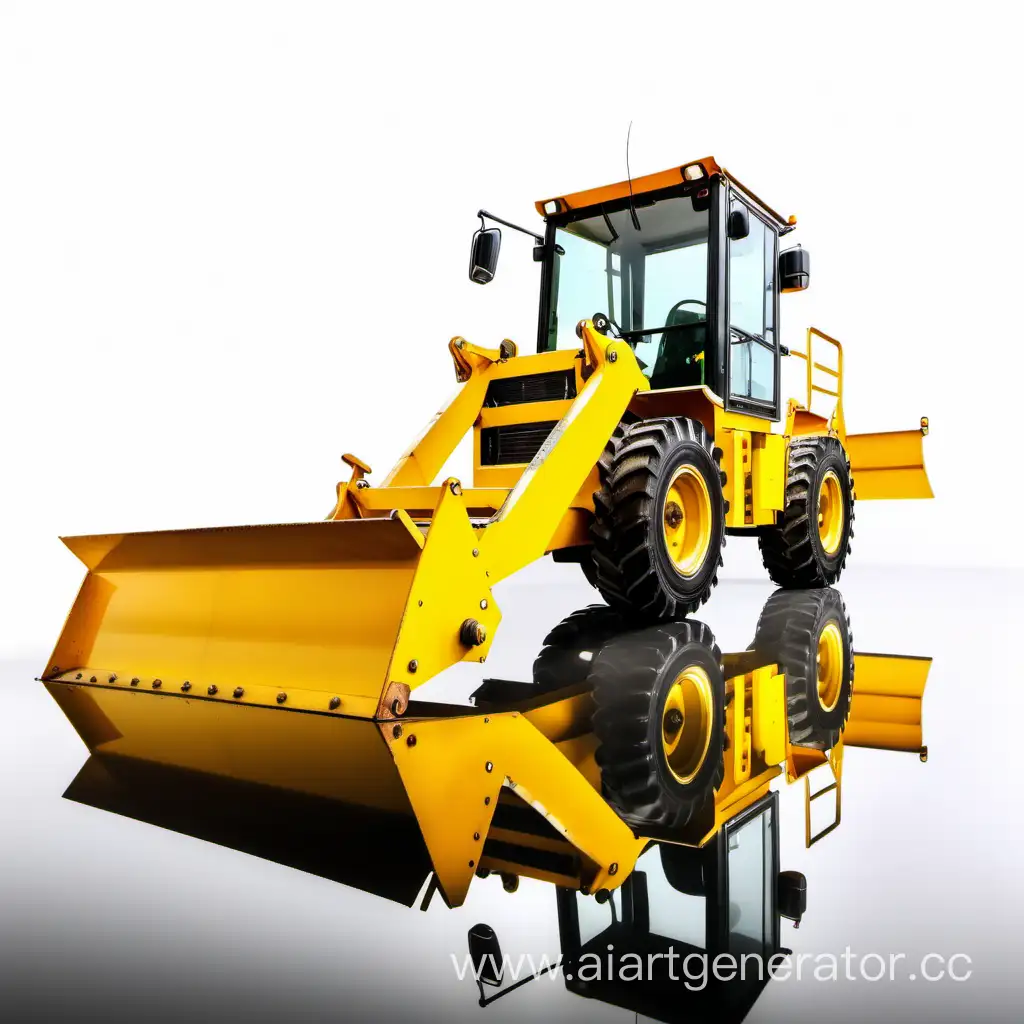 Yellow-Grader-on-White-Background-with-Reflective-Glow