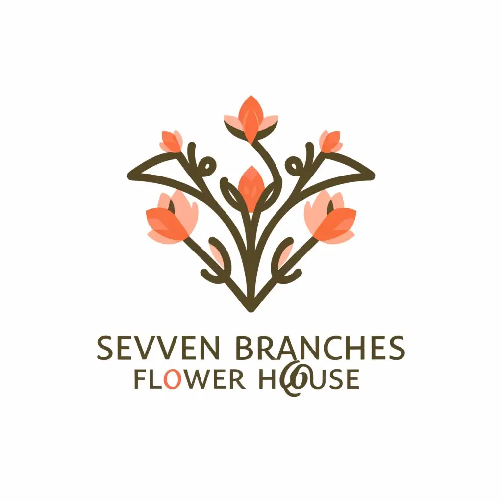 a logo design,with the text "Seven Branches Flower House", main symbol:Seven Branches Flower House,complex,be used in Retail industry,clear background