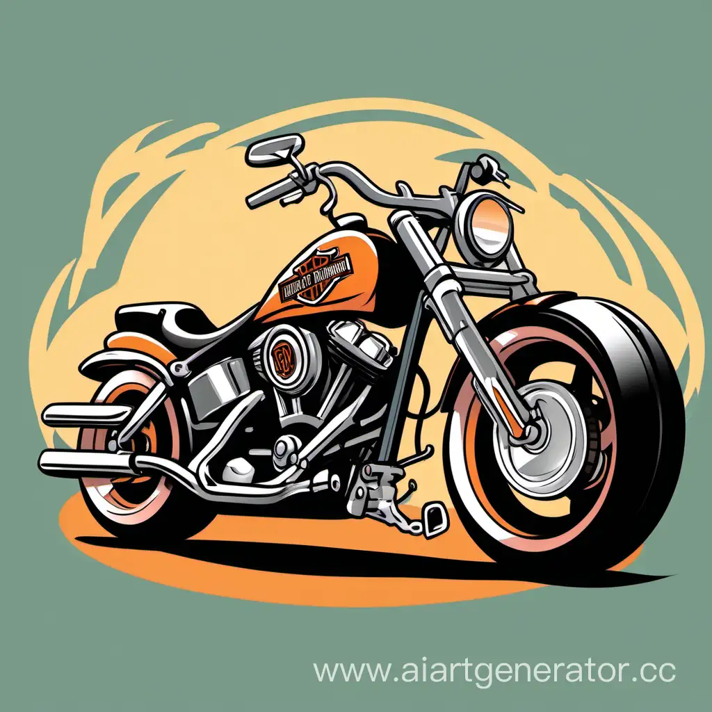 Colorful-Cartoon-Harley-Davidson-Motorcycle-Speeding-Down-Urban-Street