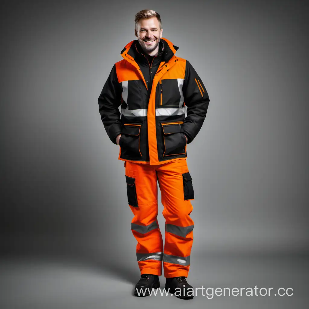 Stylish-Scandinavian-Workwear-Smiling-Man-in-Black-and-Orange-Ensemble