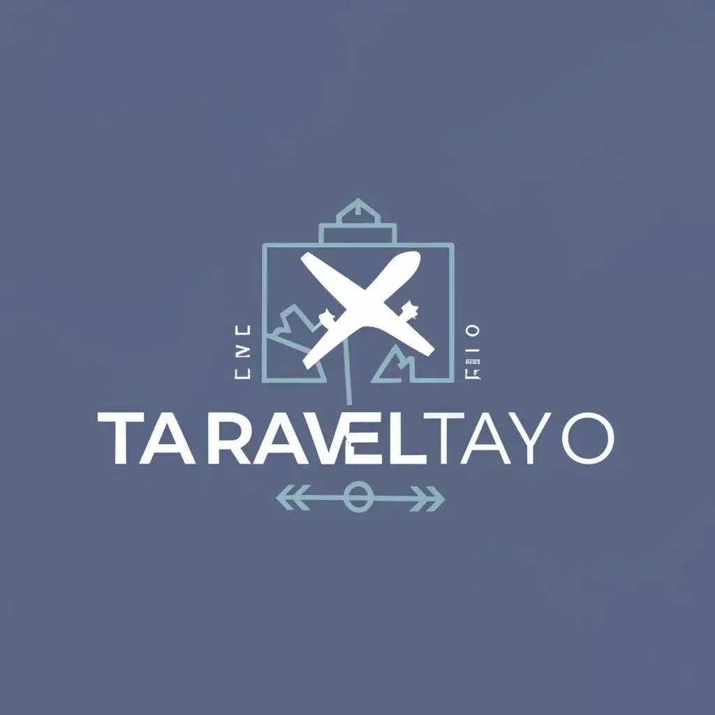 a logo design,with the text "Taravel Tayo", main symbol:Airplane, map, direction,Moderate,be used in Travel industry,clear background