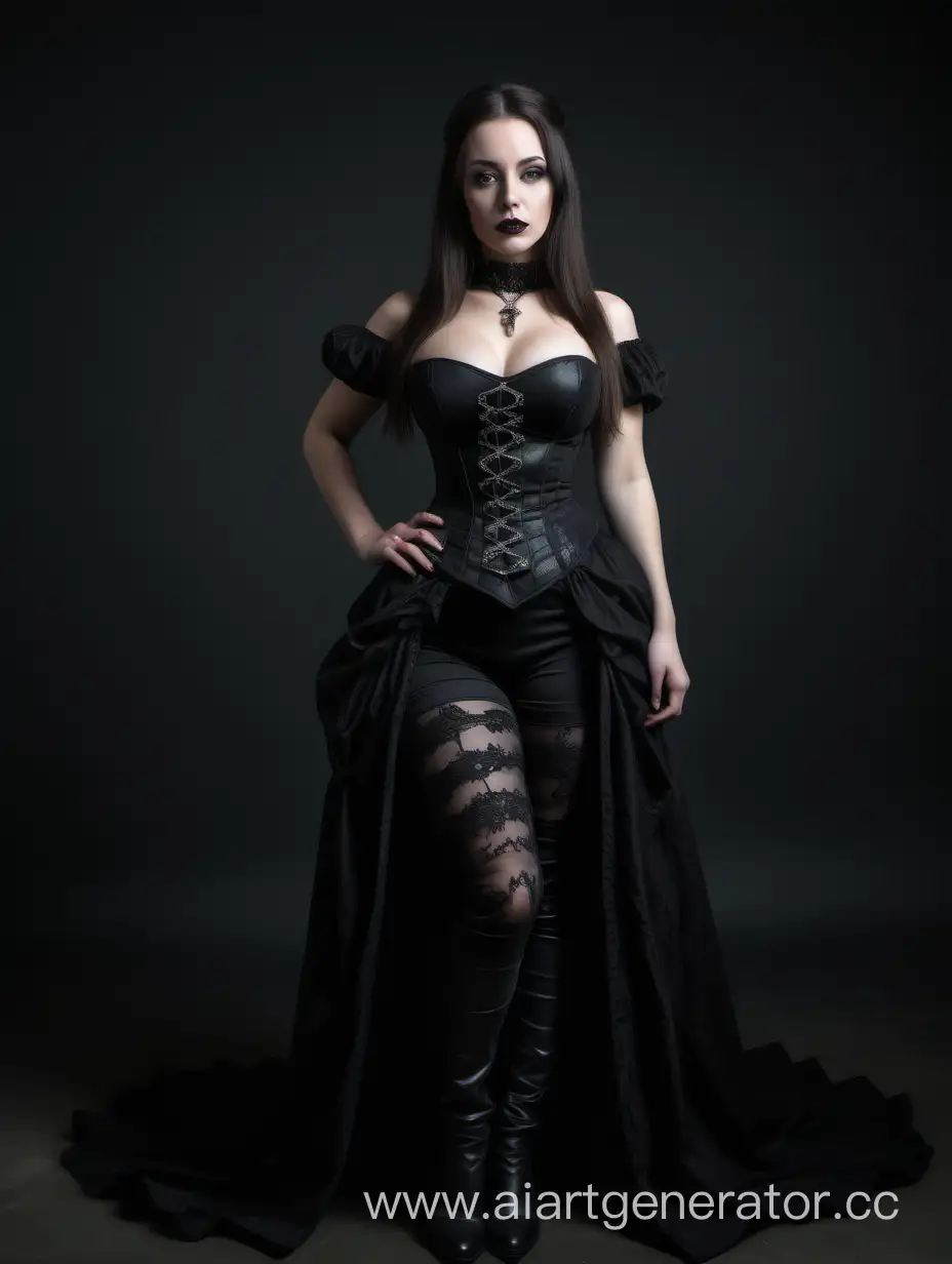 Elegant-Brunette-in-Gothic-Dress-with-Unique-Figure