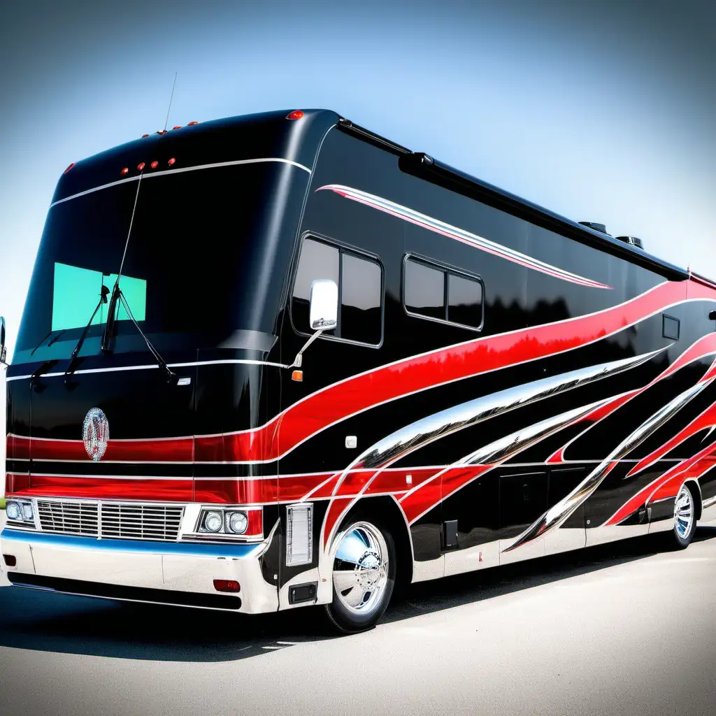 Luxurious Black and Red 1 Million Custom Chrome Motorhome