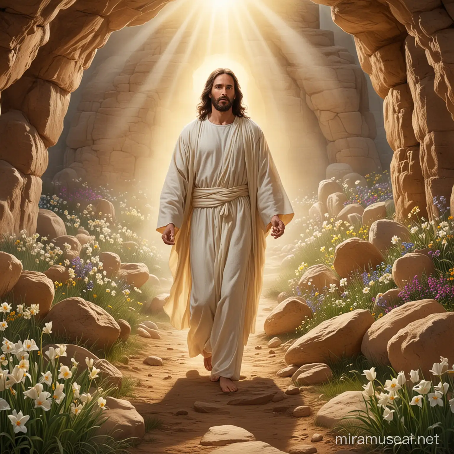 Resurrection of Jesus Christ Divine Light Shining on an Empty Tomb