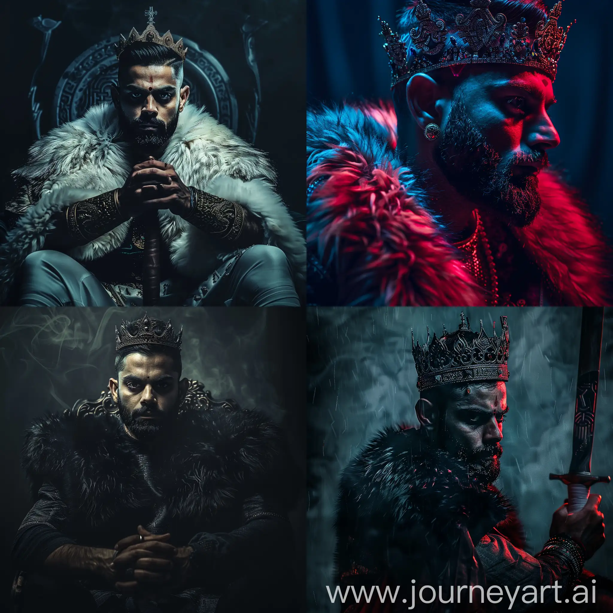 virat kohli as king of russian, viking king, dark cinematic ambience, 16k,--v 6.0