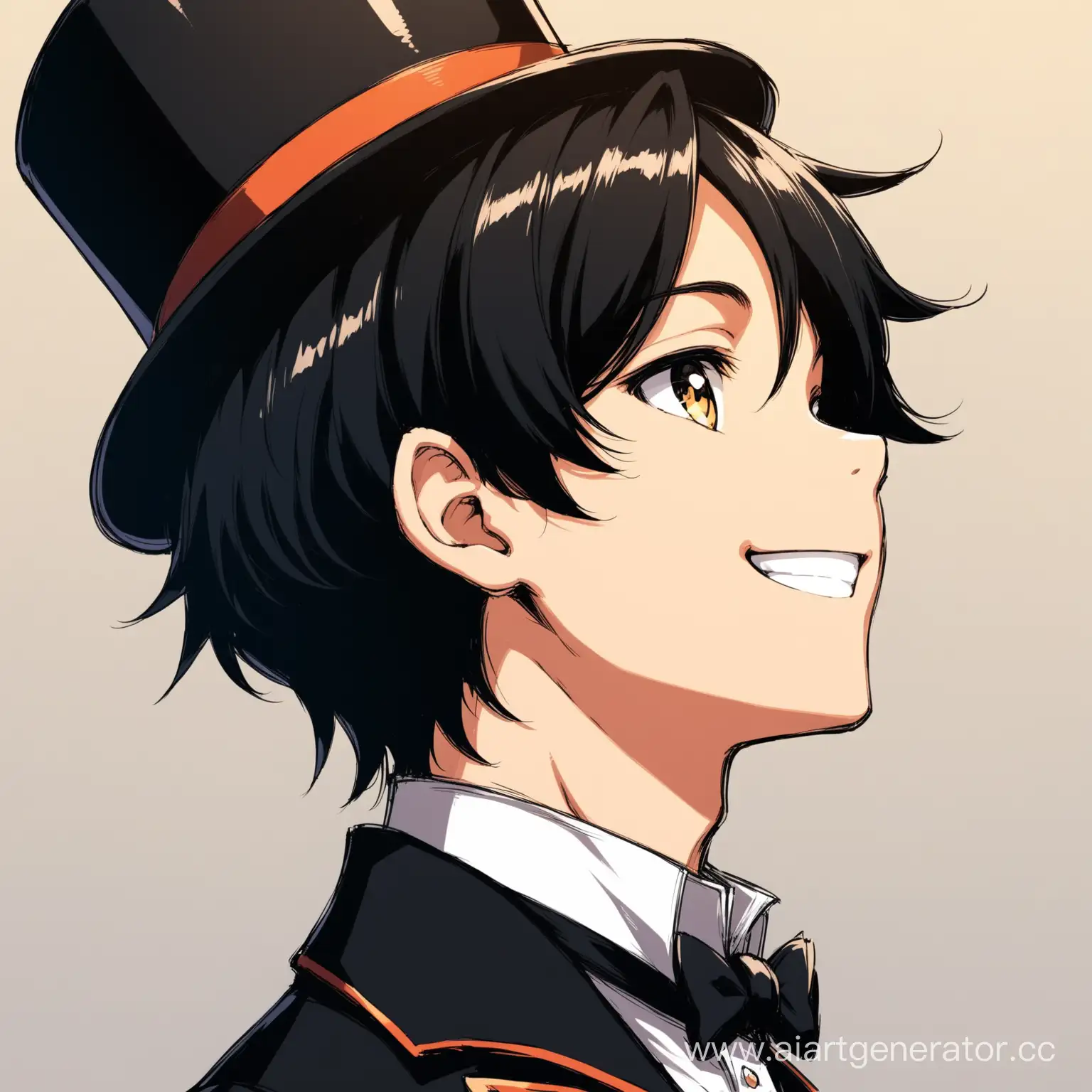 Anime-Boy-with-Top-Hat-and-Black-Hair-Smiling-Sideways