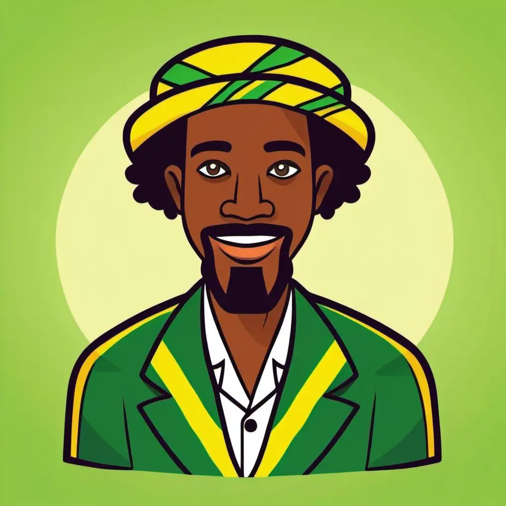 Cheerful Cartoon Jamaican Man Icon with Vibrant Colors