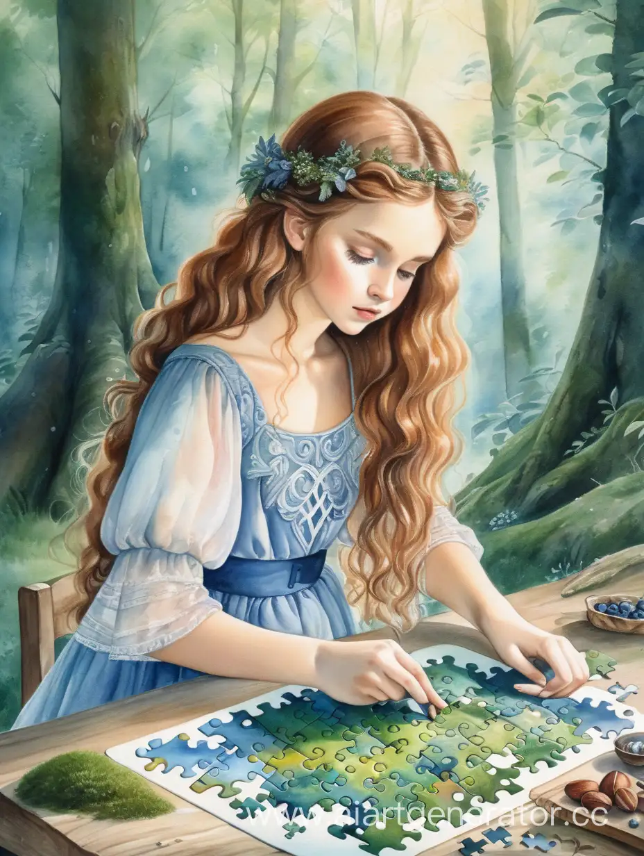 Serene-Slavic-Girl-Solves-Puzzle-in-Enchanting-Forest-Setting