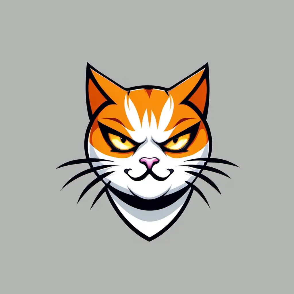 Vibrant Orange Cat with Striking White Face in Emotive Style