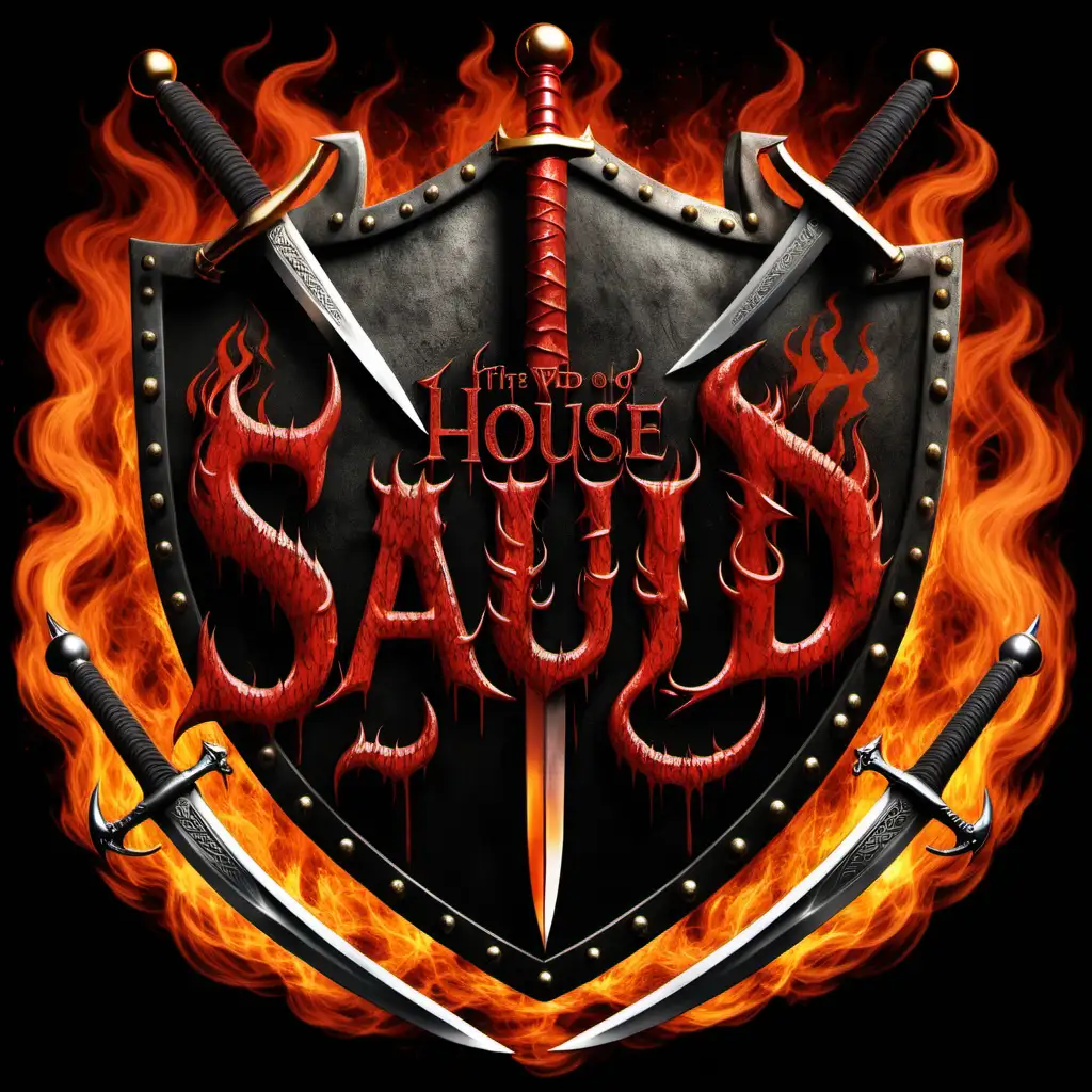 House of Saud Devil Shield with Blood and Fire Swords